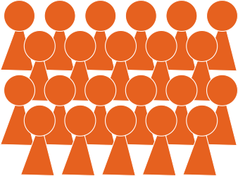 Four rows of orange people clip art.
