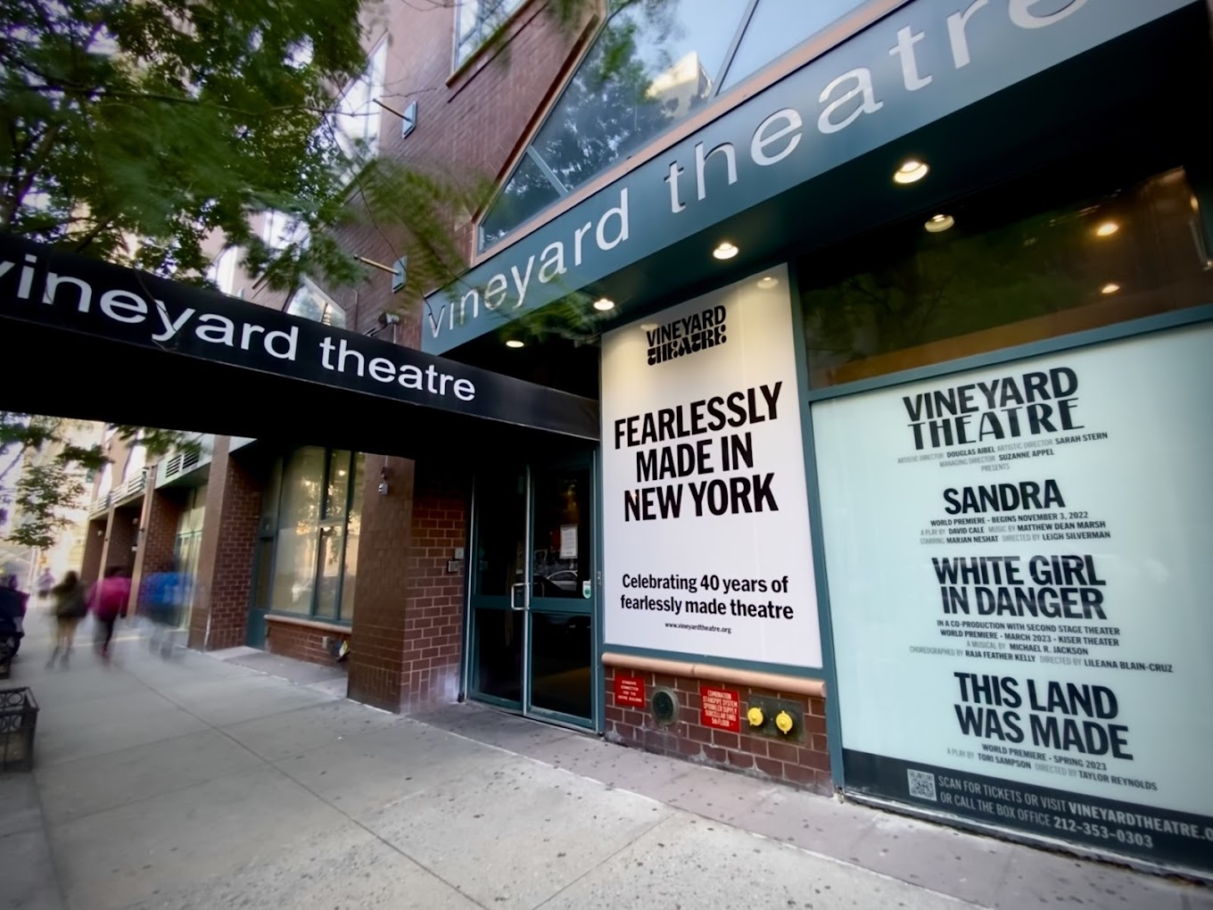 An outside look of the Vineyard Theatre building.